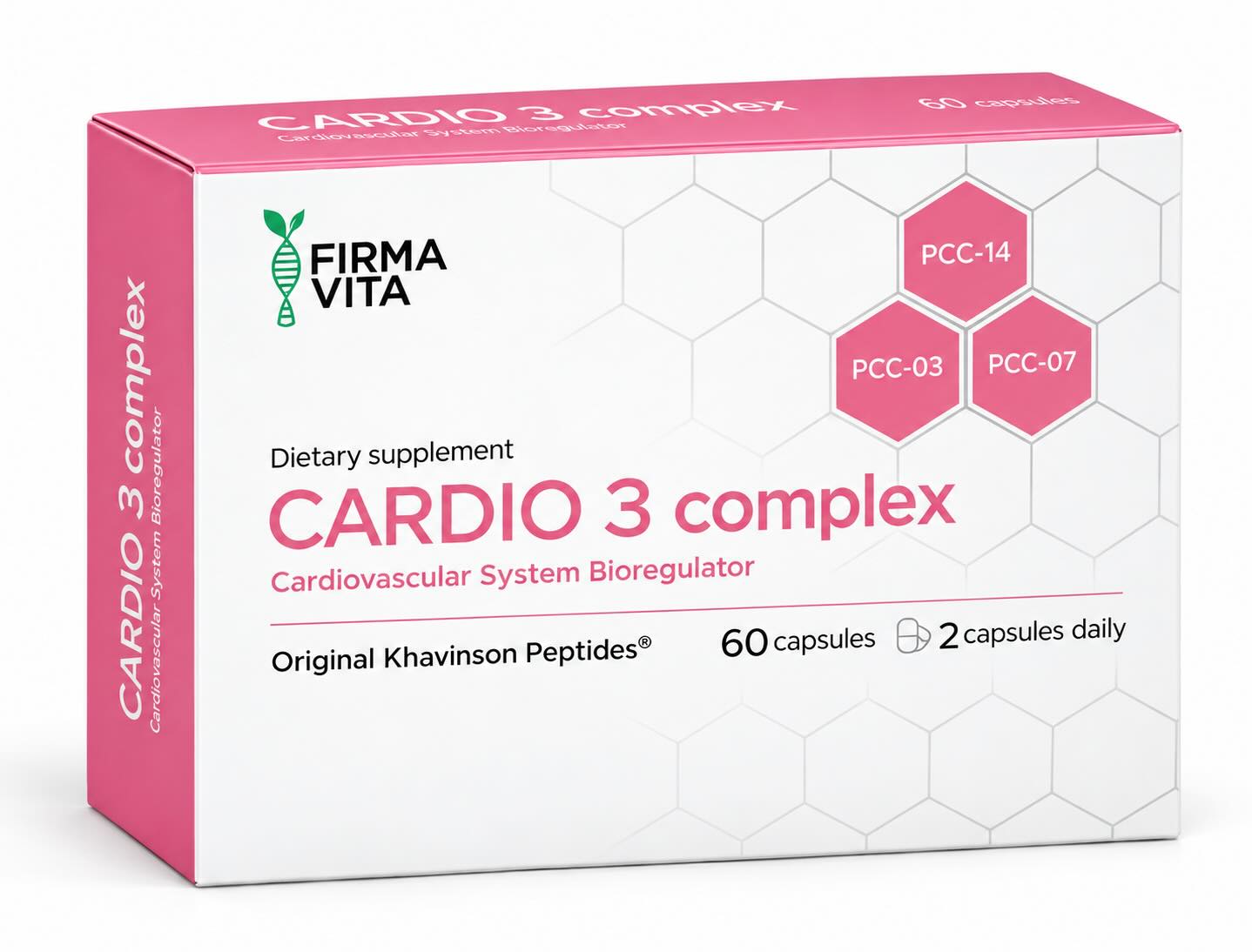 Cardio-3 Cardiovascular & Heart Health Support Peptide Bioregulator Complex, 60 Capsules