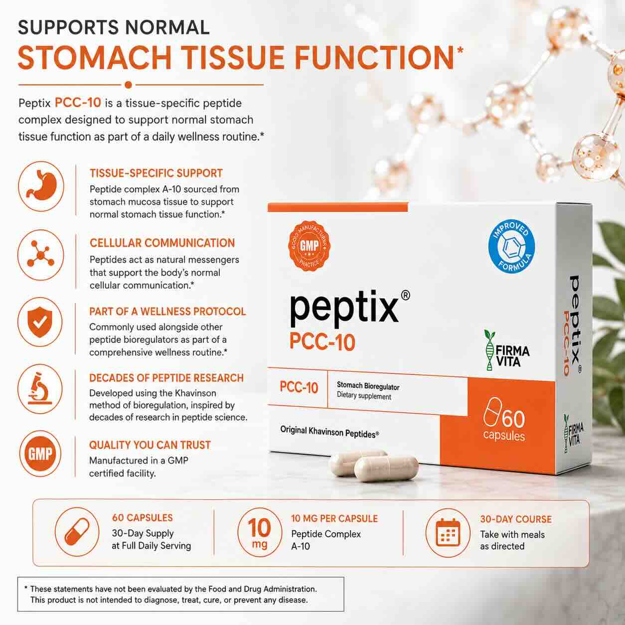 Peptix  A-10 Stomach Peptide Bioregulator with Stamakort
