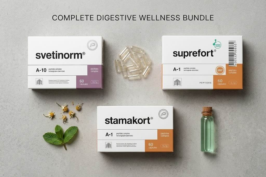 Digestive System Bundle:  Digestive System Peptide Bundle - A-7 Svetinorm A-1 Suprefort A-10 Stamakort